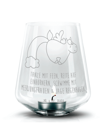 Mr. & Mrs. Panda Gravur Windlicht Einhorn Fliegendes Pferd mit S... in Transparent