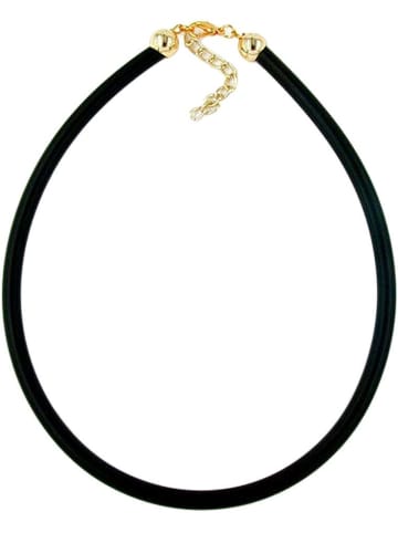 Gallay Kette 6mm Vollgummikette Naturkautschuk Verschluss goldfarbig 45cm in schwarz