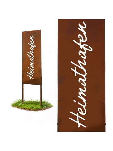 relaxdays Edelrost-Gartendeko "Heimathafen" in Braun - 85 x 28 cm