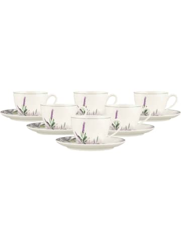 Seltmann Weiden 6er Set Kaffeetassen mit Untertassen Savona Provence in 270 ml in bunt-beige