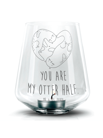 Mr. & Mrs. Panda Windlicht Otter Herz mit Spruch in Transparent