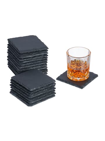 relaxdays 20 x Schiefer Untersetzer in Anthrazit - 10 x 10 cm