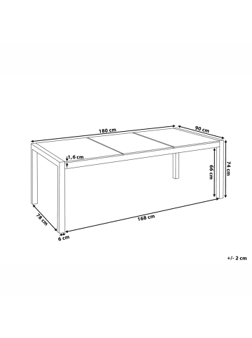Beliani Esstisch GROSSETO in Grau/Schwarz/Silber - (W) 90 x (H) 74 x (L) 180 cm