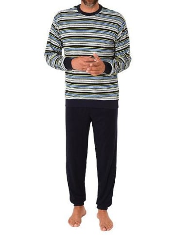 NORMANN langarm Frottee Schlafanzug Bündchen gestreifter - 77531 in gelb