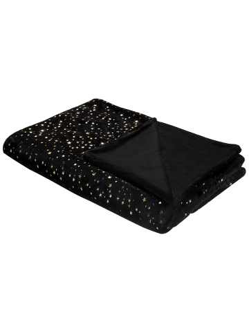 Beliani Kuscheldecke ALAZEYA in Schwarz/Gold - (W) 130 x (H) 1 x (L) 180 cm