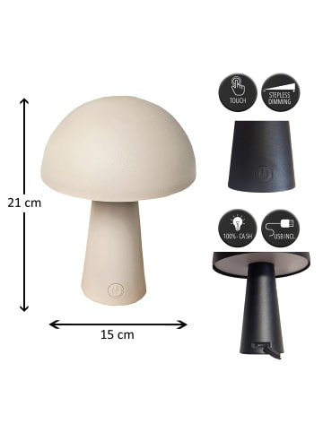 Coen Bakker LED Pilz Tischlampe dimmbar Touch Farbwechsler IP44 Innen Außen 15x21cm in Sand