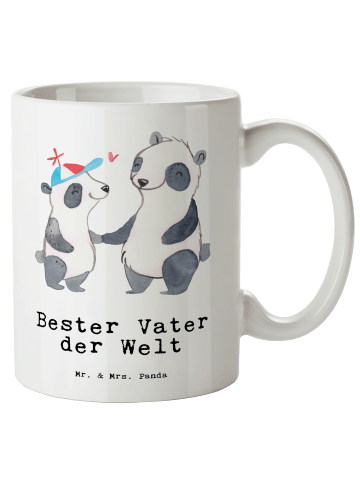 Mr. & Mrs. Panda Henkelbecher Panda Bester Vater der Welt mit Sp... in Weiß