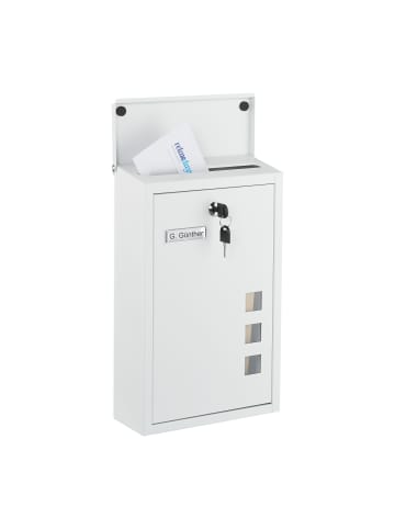 relaxdays Briefkasten in Weiß - (B)25 x (H)40 x (T)11,5 cm