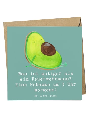 Mr. & Mrs. Panda Einladungskarte Mutige Hebamme mit Spruch in Meeresbrise