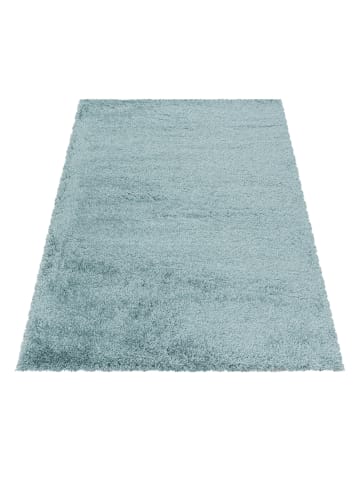 KADIMA DESIGN Teppich Hochflor Shaggy Uni Style Polypropylen Wohnzimmer in Blau