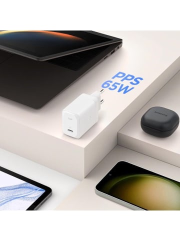 Spigen USB-C Netzladegerät PD 3.0 PPS 65W + USB-C Kabel - Schnellladegerät in Schwarz