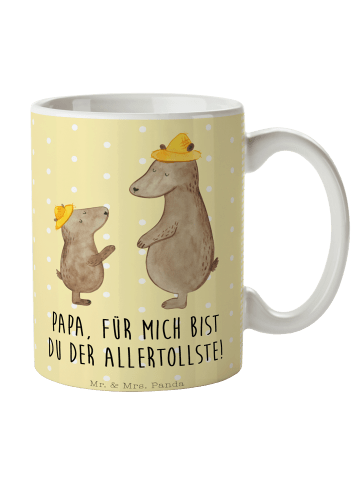 Mr. & Mrs. Panda Tasse Bären mit Hut mit Spruch in Gelb Pastell