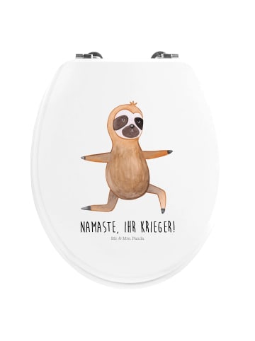 Mr. & Mrs. Panda Toilettensitz Faultier Yoga mit Spruch in Weiß