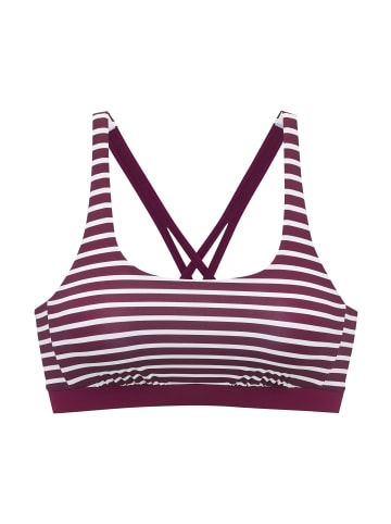 Venice Beach Bustier-Bikini-Top in bordeaux-weiß