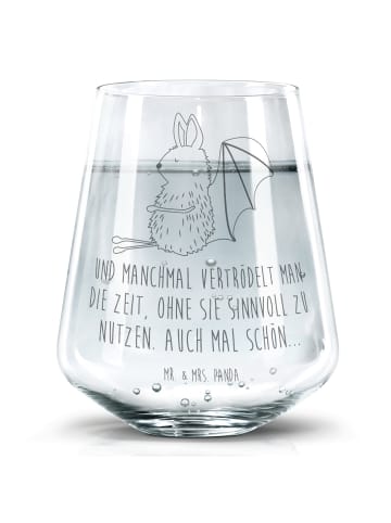 Mr. & Mrs. Panda Trinkglas Fledermaus Sitzen mit Spruch in Transparent