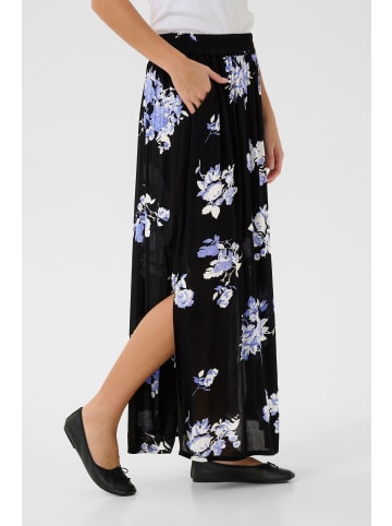 Kaffe Rock KAedita A-shape in Black / Blue Flower Print