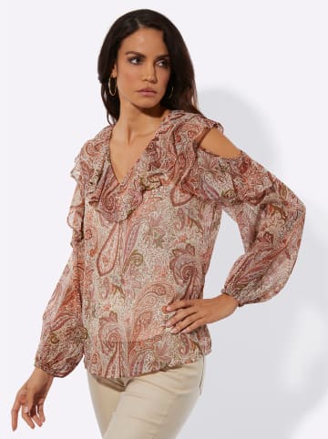 creation L Chiffonbluse in ecru-papaya-bedruckt