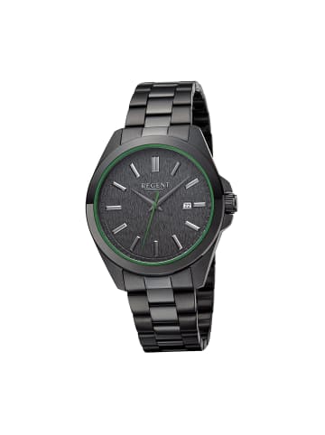 Regent Armbanduhr-Analog schwarz groß (ca. 41mm) Regent Metallarmband