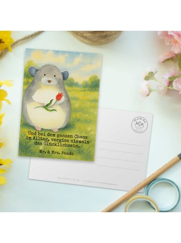 Mr. & Mrs. Panda Postkarte Chinchilla Blume Design mit Spruch in Weiß