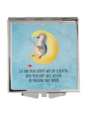 Mr. & Mrs. Panda Taschenspiegel Pinguin Mond mit Spruch in Eisblau