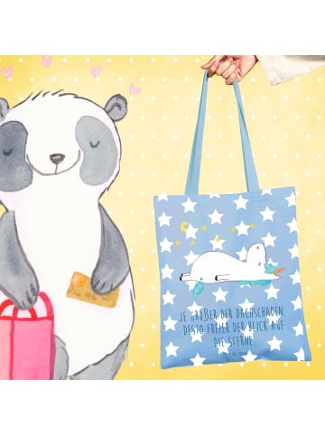 Mr. & Mrs. Panda Shopping Tasche Einhorn Sternenhimmel mit Spruch in Sky Blue