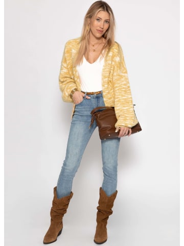 SASSYCLASSY Zweifarbiger Cardigan in Gelb