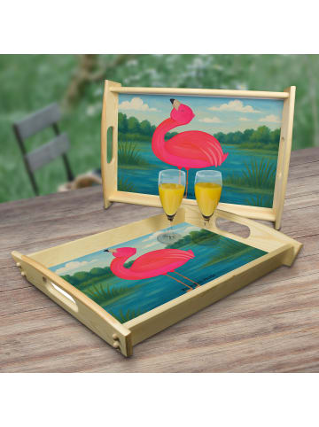 Mr. & Mrs. Panda Tablett Flamingo Stolz Design ohne Spruch in Weiß