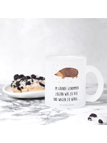 Mr. & Mrs. Panda Teetasse aus Glas Igel Herzen mit Spruch in Transparent