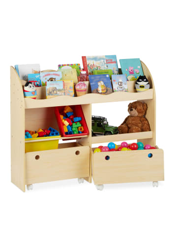 relaxdays Kinderregal in Holzfarben - (B)108 x (H)88 x (T)29 cm