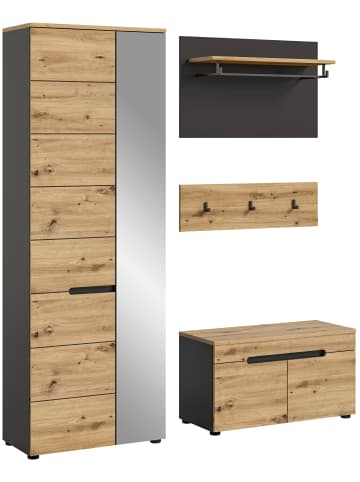 xonox.home Garderoben-Set  (B/H/T: 160x190x37 cm) in Basalt grau und Artisan Nachbildung