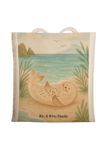 Mr. & Mrs. Panda Laptoptasche Robbe Liegen Design ohne Spruch in Weiß