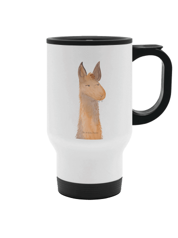 Mr. & Mrs. Panda thermos tasse Lamakopf Genervt ohne Spruch in Weiß