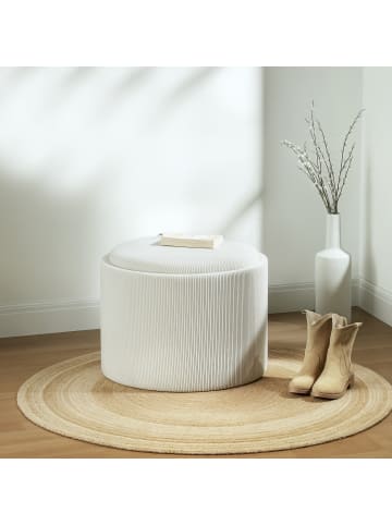 HOMCOM Ottomane in Cremeweiß 56L x 56B x 42H cm