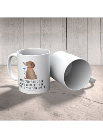 Mr. & Mrs. Panda Kindertasse Hund Blume mit Spruch in Weiß