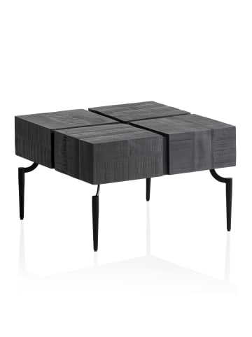 KADIMA DESIGN Couchtisch Mango Massivholz 60x60x40 cm Quadratisch mit in Schwarz