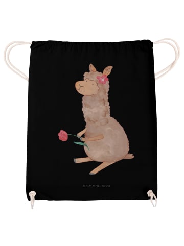 Mr. & Mrs. Panda Jutebeutel Alpaka Blume ohne Spruch in Schwarz