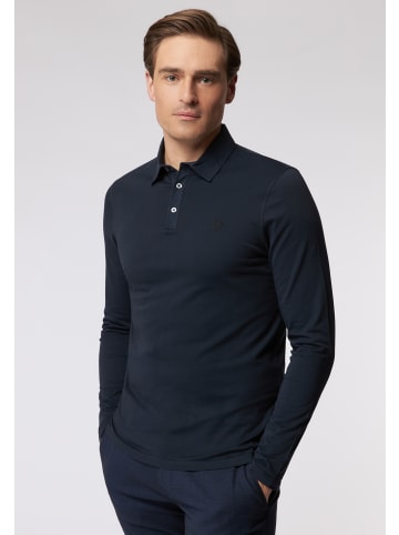 Roy Robson Langarmpoloshirt Garment Dyed - Knotenstickerei in dark blue