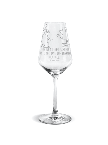 Mr. & Mrs. Panda Weißwein Glas Hase Igel mit Spruch in Transparent