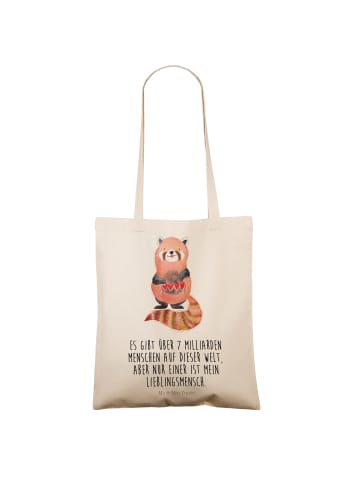 Mr. & Mrs. Panda Tote Bag Roter Panda mit Spruch in Creme