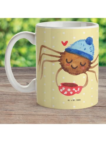 Mr. & Mrs. Panda Tasse Spinne Agathe Kaffee ohne Spruch in Gelb Pastell