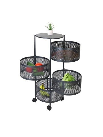 relaxdays Küchenwagen in Schwarz - (H)75 x Ø 34 cm