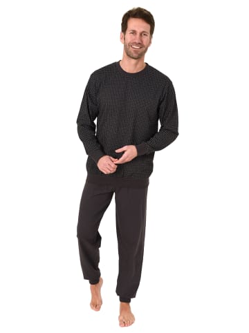 NORMANN Pyjama Schlafanzug Bündchen - 74102 in blau