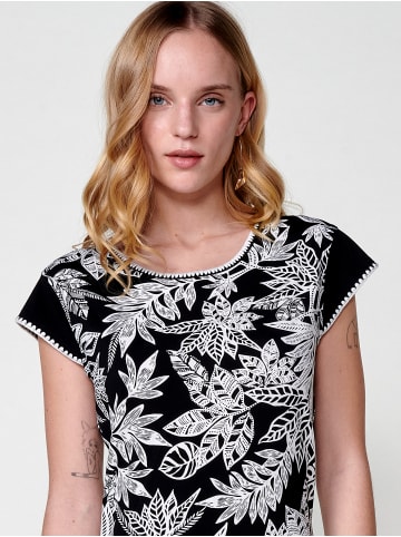 KOROSHI Tropisches print-kleid in kurzer lÃ¤nge in SCHWARZ