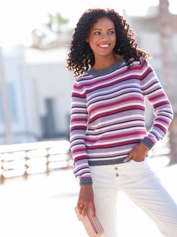 WITT WEIDEN Pullover in marine-magenta-geringelt