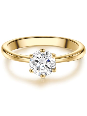 Trilani Solitärring aus Sterling Silber mit Zirkonia in gelbgold