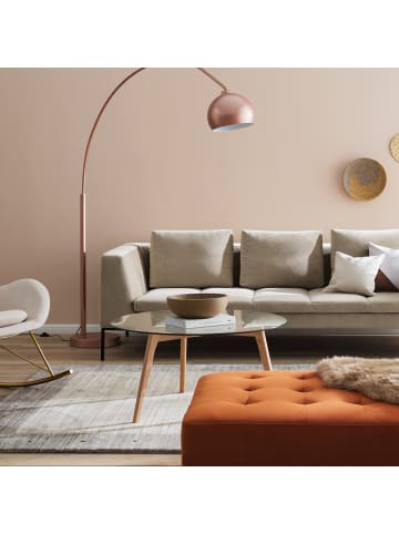 home24 home24 Couchtisch (1er Set) - Eiche - Sicherheitsglas & Massivholz Eiche - 90.0 x 45.0 x 90.0 cm in Eiche