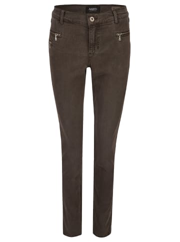 ANGELS  Slim Fit Jeans Jeans Malu Zip mit Zierreißverschlüssen in dunkelbraun