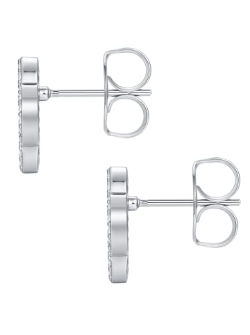 Lulu & Jane Ohrstecker Kleeblatt aus Messing mit Zirkonia und Perlmutt in silber