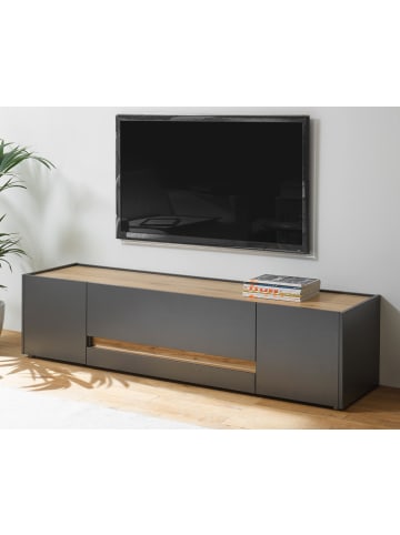 Furn.Design TV-Lowboard grau matt, Eiche Wotan 170 cm, TV Unterschrank mit viel Stauraum