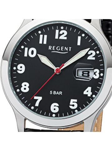 Regent Analog-Armbanduhr Regent Lederarmband schwarz mittel (ca. 39mm)